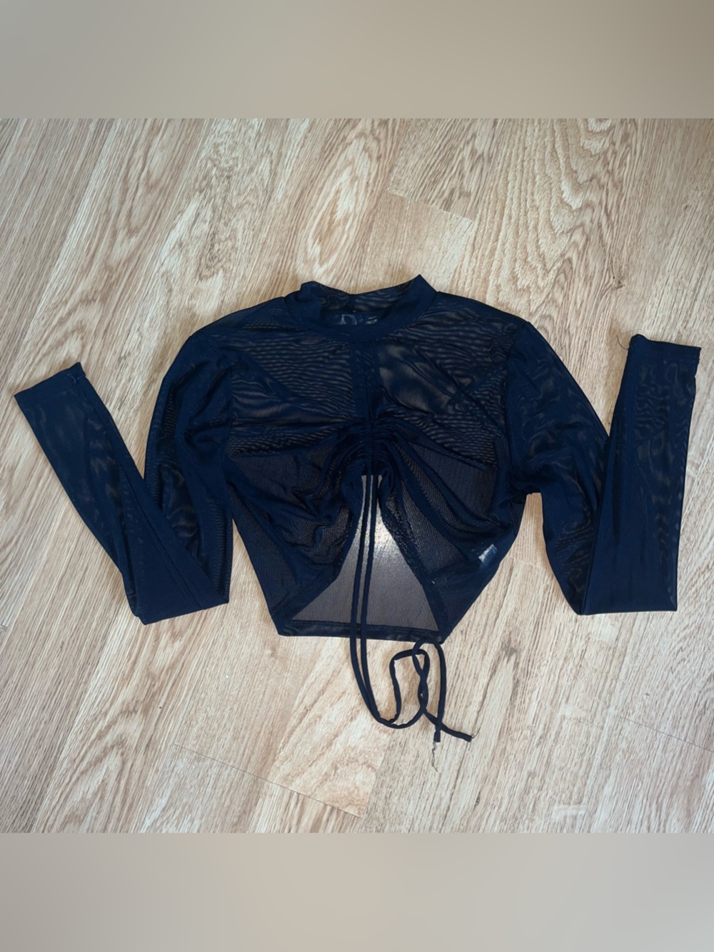 Hearts And Hips Women’s Mesh Ruched Long Sleeve Top Size Small